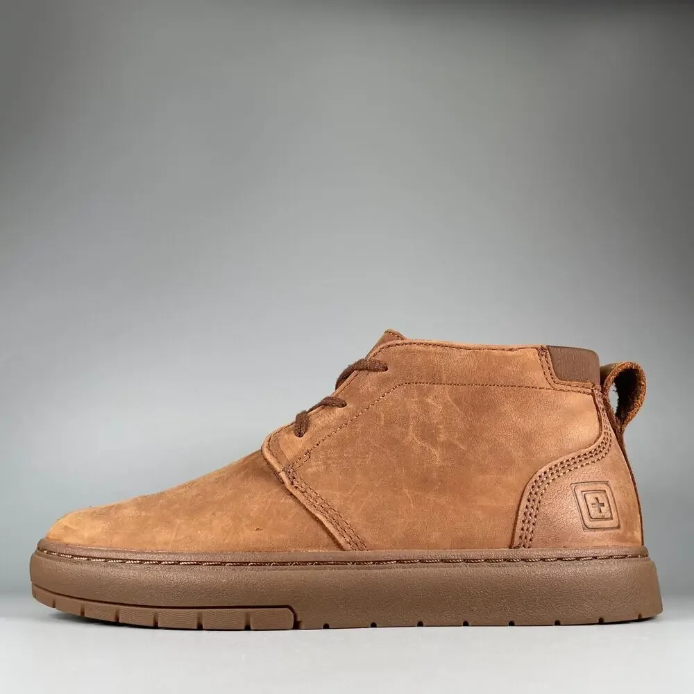 5.11 Tactical Men's 7.5 Chukka Boots Brown Leather Vibram Ankle Lace Up Shoe EUC